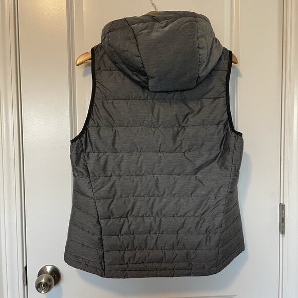 Tangerine Hooded Puffer Vest Women's Size XL Gray Full Zip Ski Snow Gorp Sporty - Picture 2 of 10